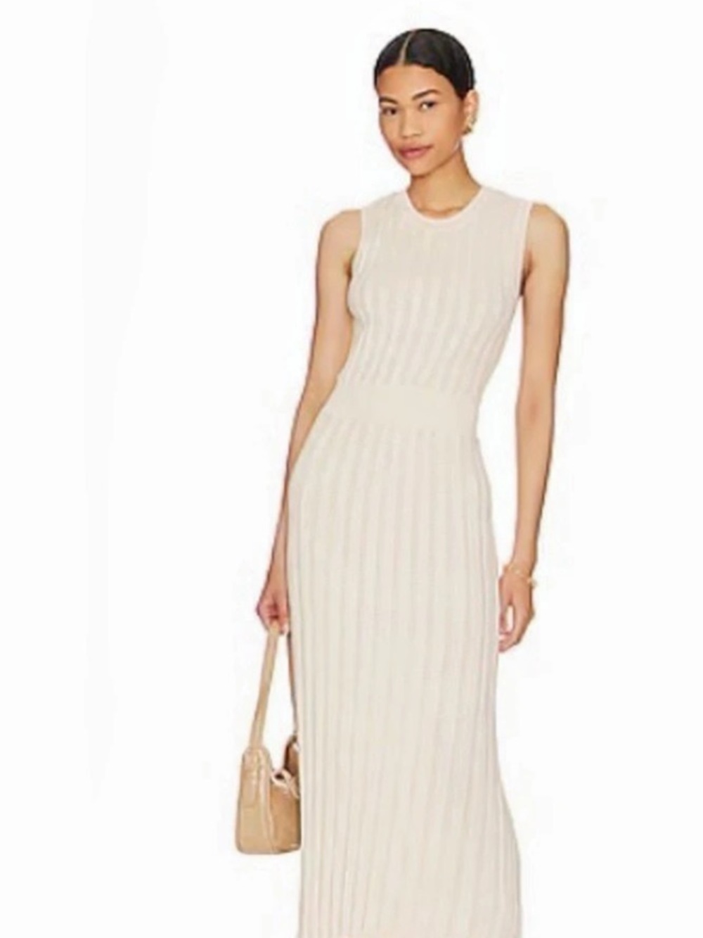 Varley Florian Ribbed Knit Midi Dress Ribbed Knit Midi Dress in Cream Small